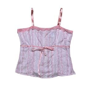 Y2K 52 Weekends Camisole Tank Top Women’s S Pink Lace Shirt Coquette Girl Blouse